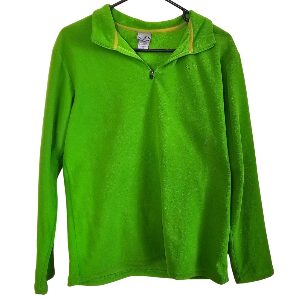 C9 by Champion Mens XL‎ Lime Green Quarter Zip Fleece Pullover Sweater Mock Neck